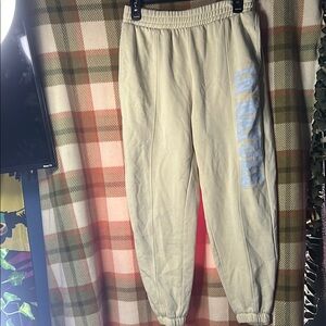 Women’s Beige Joggers with Blue Print